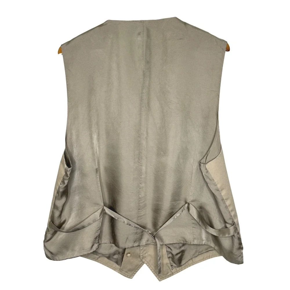 Vintage‎ Polo Ralph Lauren Cotton Button Vest Satin Back Tan XXL